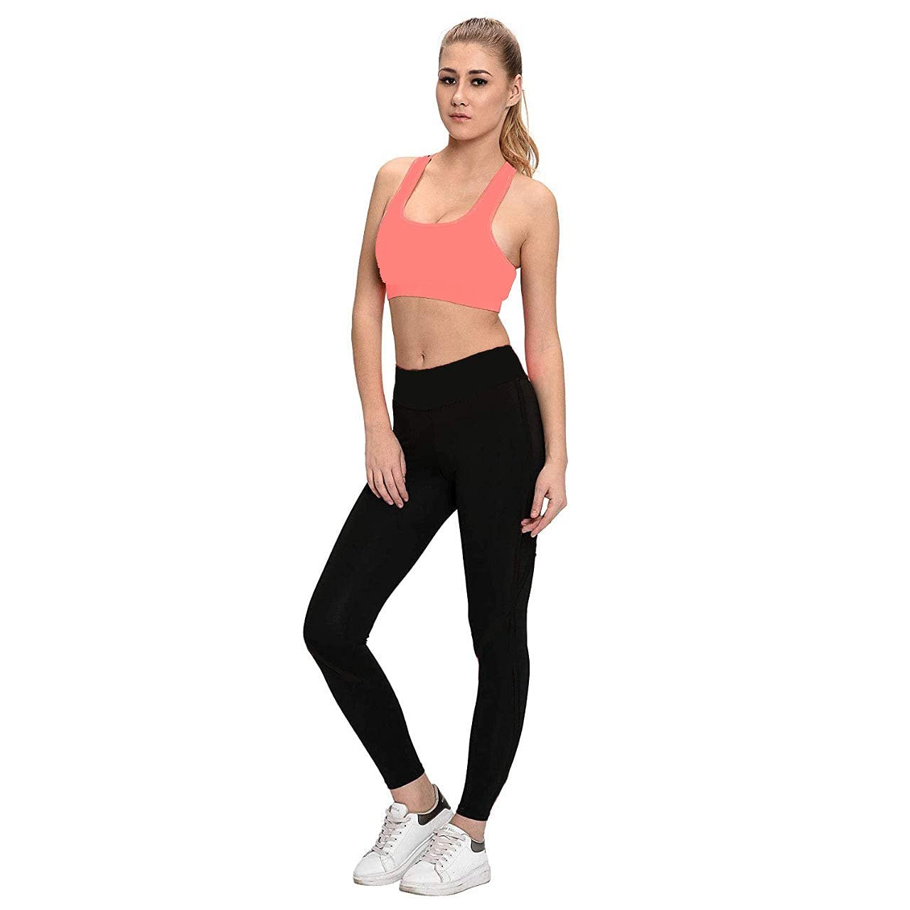 Denique Women's Sports Bra Yoga Pants Gym Outfits Tracksuit Sports,Breathable Exercise Stretchable Bra and Leggings Black Size 28 to 34 inch Waist 2