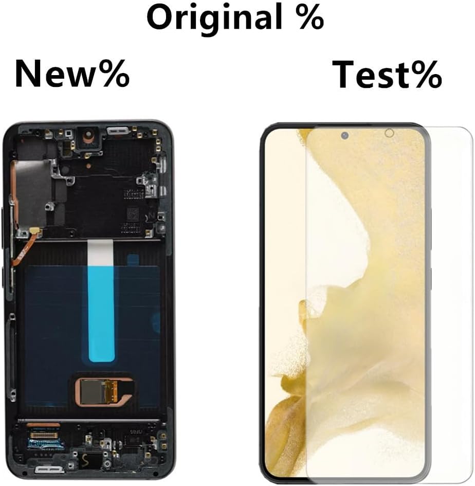 6.6" Original AMOLED Galaxy S22 Plus Screen Replacement for Samsung Galaxy S22plus 5G S906U S906U1 Display Touch Screen Digitizer Assembly (with Black Frame+Protective Film+Tools)