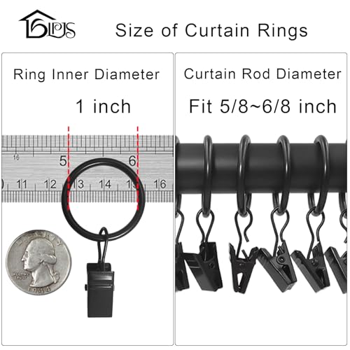 image for LLPJS 44 Pack Curtain Rings Hooks, Hanger Clips for Hanging Drapery Dr