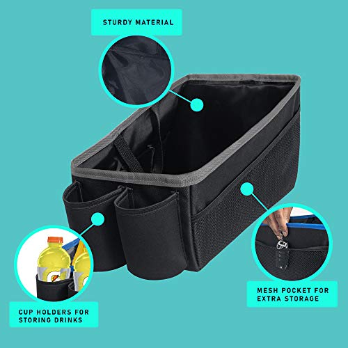 Image of FH Group E-Z Travel Multi-Use Car Organizer with Cup Holders | Back Seat Storage Black