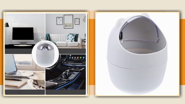 Image of LIFKOME Mini Trash can with Swing Lid Small Garbage Bin Desktop Wastebasket R密Container for Office Bathroom Kitchen Bedroom