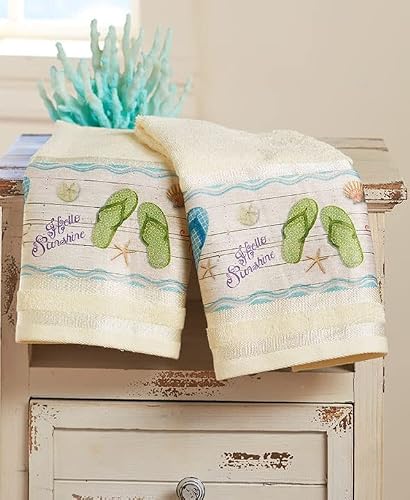 Flip-Flop Hand Towels - Tropical Island Bathroom Décor - Set of 2