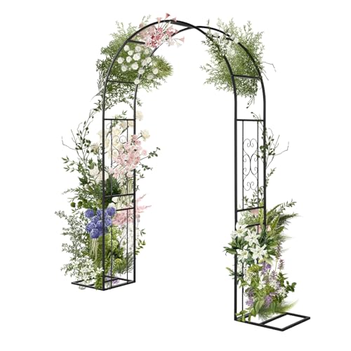 Bonnlo Rosenbogen aus Metall stabil,Rankgitter für Kletterpflanzen, Wetterfest Rankhilfe mit Kuppeldach, Torbogen für Garten,Rasen und Hochzeit,für Indoor und Outdoor,217 * 40 * 230,5cm, Schwarz
