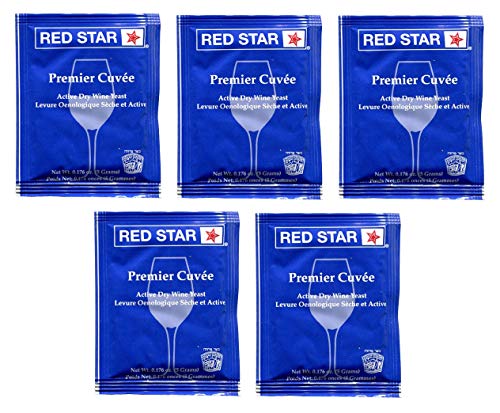 Red Star Premier Cuvee Wine Yeast - Pack of 5 - With North Mountain Supply Freshness Guarantee