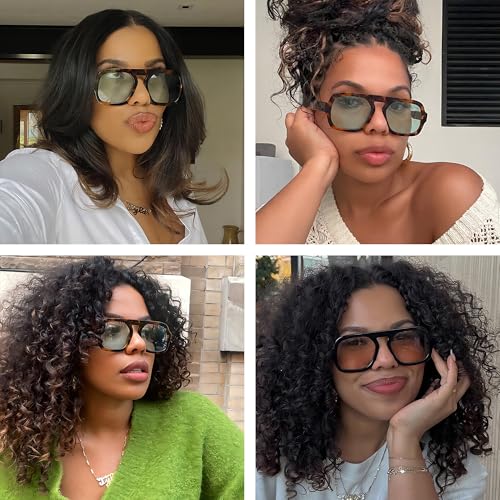 Retro Aviator Sunglasses for Women Men Square Trendy Vintage Style Shades2