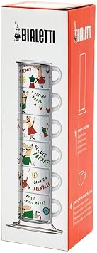 Bialetti - Set of 6 Stackable Cappuccino Cups - Mixed Color - Porcelain