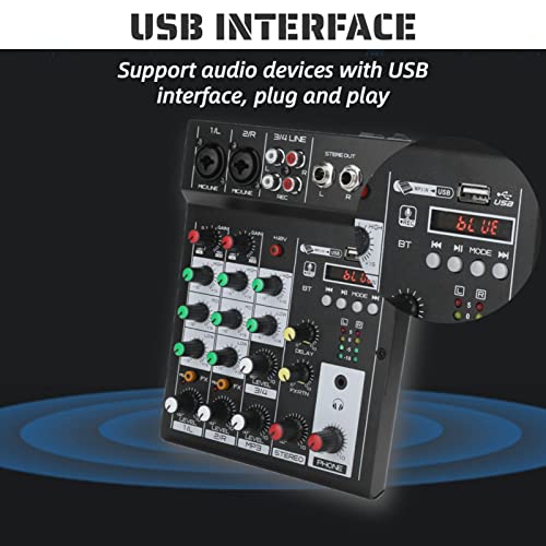 Portable Audio Mixer, Portable 4 Channel Bt Mixing Console Digital Audio Mixer Builtin Reverb Effect For Home Karaoke, Webcast, Music Recording(Us Plug) #TOP2