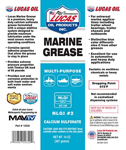 Lucas Oil 10320 Marine Grease; Multi-Purpose;14 Ounce #TOP3