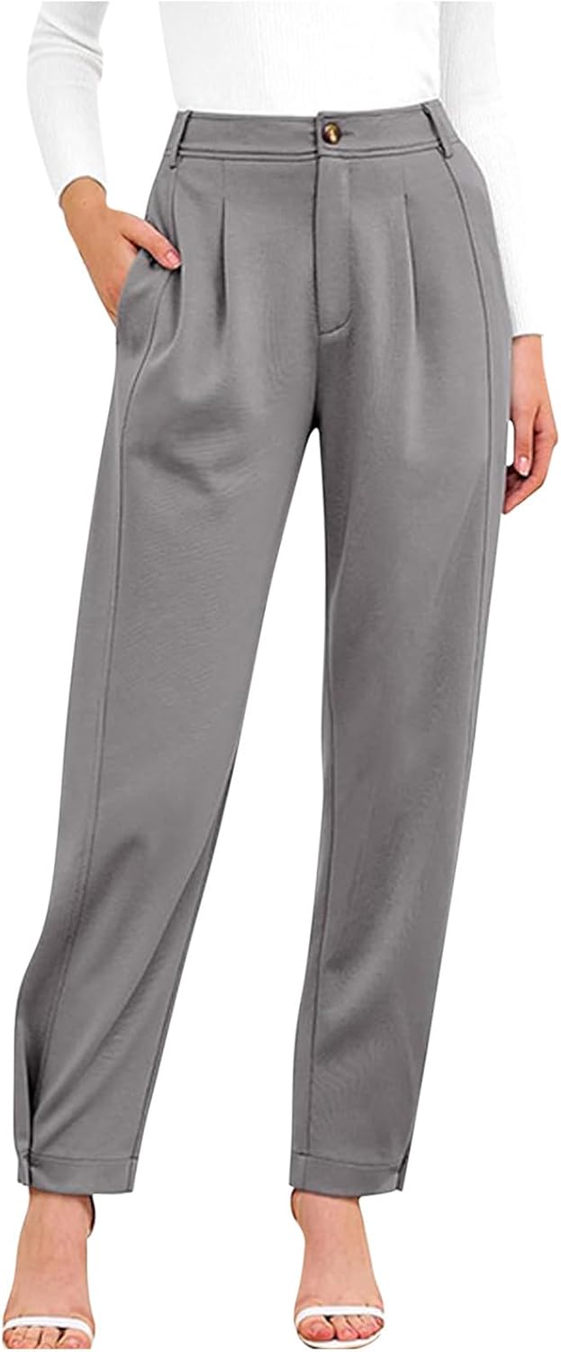 Work Pants for Women 2026 Fashion Business Casual Outfits High Waist Comfy Dress Tapered Trousers with Pockets