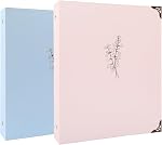 3 Ring Binder 1 Inch - [2PCS] Aesthetic Binder with 2 Interior Pockets for Letter Sized Paper, Decorative Hardcover Cute Binder Organizer for School Office Supplies, Floral, Pastel Pink & Blue