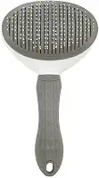 Escova Removedora de Pelos para Cães e Gatos, Rasqueadeira com Cabo Ergonômico, Cinza