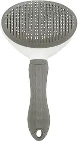 Escova Removedora de Pelos para Cães e Gatos, Rasqueadeira com Cabo Ergonômico, Cinza