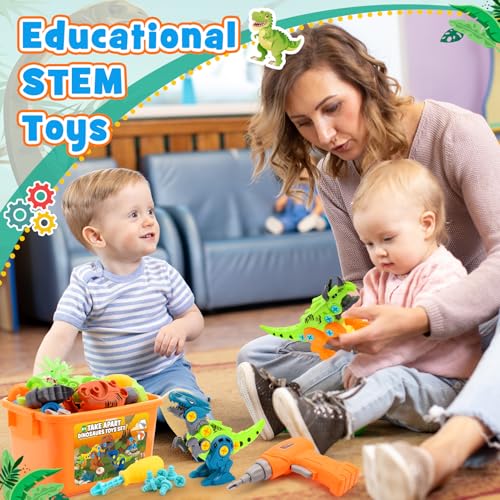 Toyzey Dinosaur Toys for 3 4 5 6 7 8 9 Year Old Boys, Toys for Boys Age 3-9 with Storage Box Electric Drill DIY Construction Animal Educational Toy Gifts for 3-9 Year Old Boy Girls Easter - Image 4
