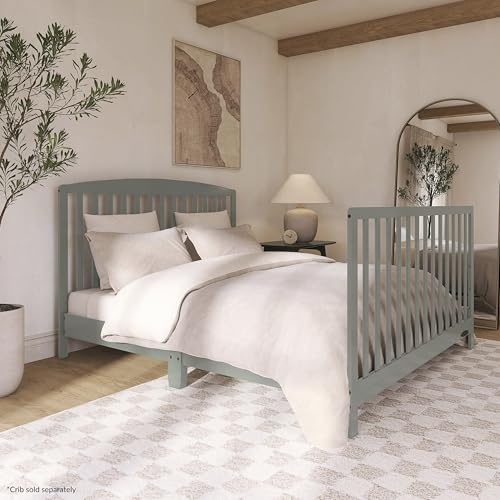 Image of Dream On Me Universal Crib to Full Size Bed Conversion Kit, Solid Wood Bed Rails for Select Convertible Cribs, Strong & Stable Support, Sea Grass
