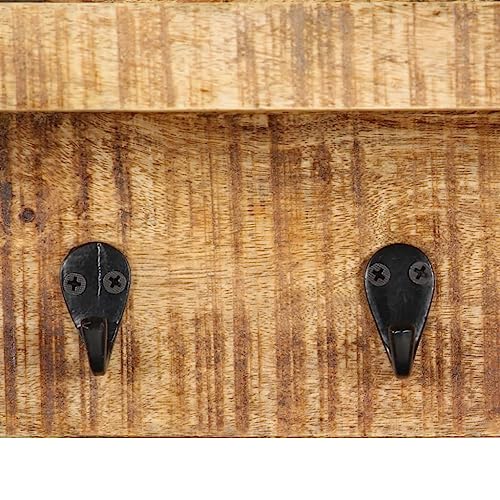 Porte manteau mural 60 cm en bois de manguier brut pour une entrée élégante - 5