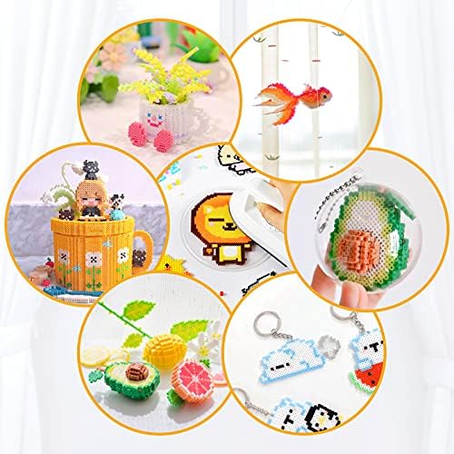 LIHAO 24000PCS 2.6MM Mini DIY Fuse Beads Decoration Toys Set 24 Colours (3 Templates+5 Iron Papers+2 Tweezers+10 Key Rings+10 Hang Cords+2 Idea Design Booklet)