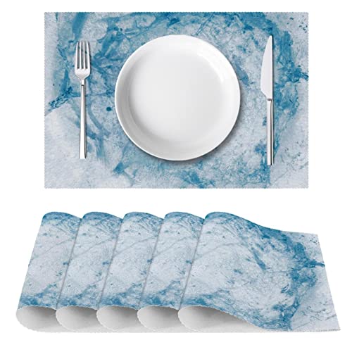 Sets de table bleus ondulés table salle à manger antidérapants lot 6