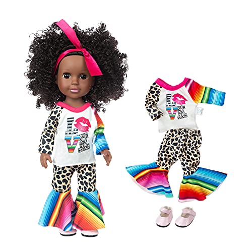 Muñeca bebé negra de 14.5 pulgadas con accesorios miniatura 7