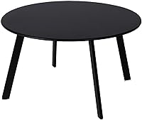 Vista 1 de Mesa de centro para patio, mesa redonda de acero de metal para exteriores, resistente a la intemperie, mesa antioxidante (negro)