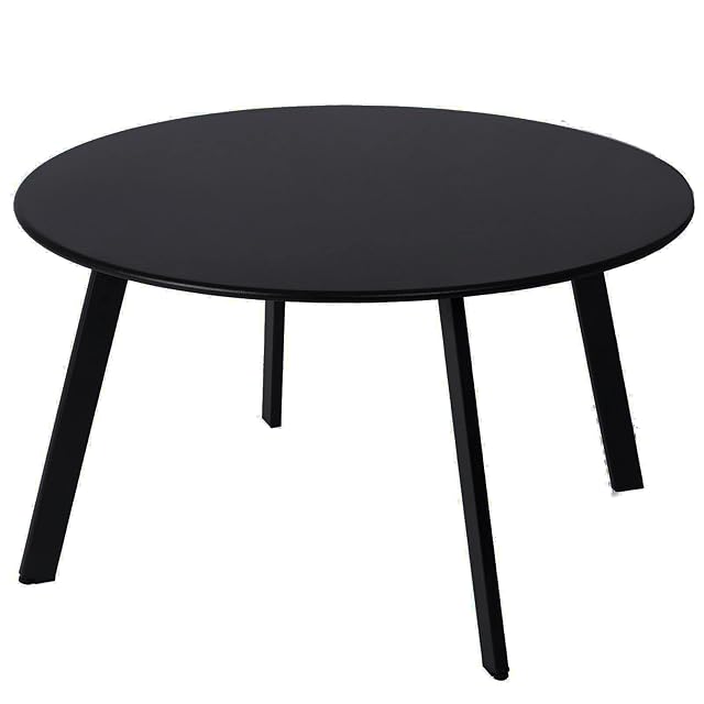 Patio Coffee Table - Metal Steel Outdoor Round Table Weather Resistant Anti-Rust Table Black