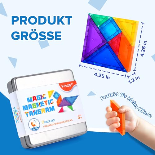 YPLUS Tangram Magnetisch – Neugierig machendes und unterhaltsames Reisespiel für Kinder ab 4, IQ Spiele, Flugzeug-Gadgets, perfektes Mitgebsel, sicher und leicht tragbar