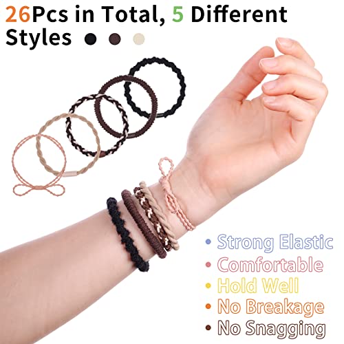 Hautoco 26Pcs Boho Hair Tie Bracelets For Women, Assorted Colors Cute Dual-Use Bracelets Hair Ties For Thick/Thin/Curly/Long Hair, No Damage Hair Elastics Band Ponytail Holders #TOP1
