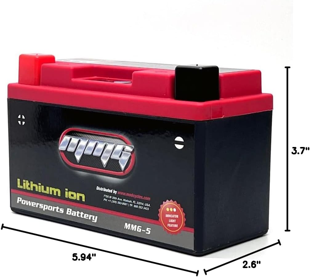 MMG YT12B-BS Lithium Ion Sealed Battery 12V 280 CCA for Yamaha FZ6 SRX600 YZF-R6 XVS650 V Star YZF-R1 (MMG5)