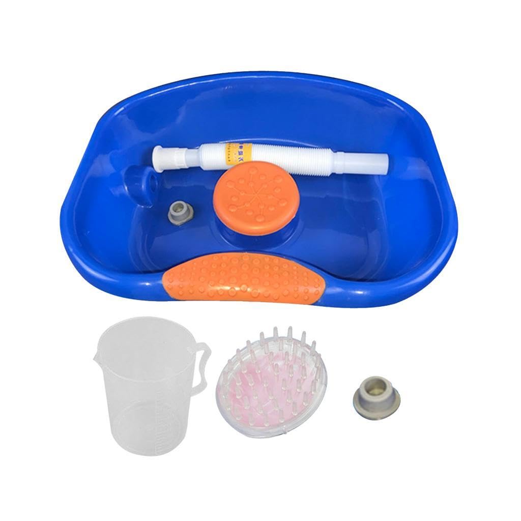 T TOOYFUL Plastik Bett Shampoo Waschbecken Haarwaschbecken Waschbad mit Schlauch, Runder Rand - mit Bürstenbecher