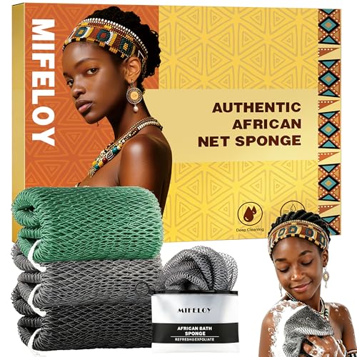Afrikanischer Netztuch-Schwamm 3er-Pack langer Peelingtuch für Rücken & Körper Entferner für abgestorbene Hautzellen für Damen & Herren für Reise & tägliche Dusche