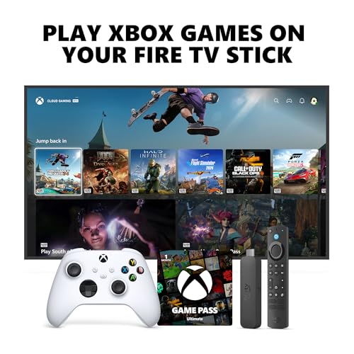 Xbox Wireless Controller (2025) Robot White + Fire TV Stick 4K Max Game Pass Ultimate 1 Month - Gaming Bundle, Windows, Mobile &amp; Smart TVs