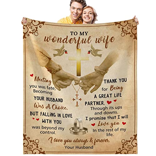 To My Wife Blanket Valentines Day Gifts For Her Wife Girlfriend Love Gifts For Women Wife From Husband Soft Warm Throw Blanket For Birthday Valentines (50 * 60Inch) #TOP20