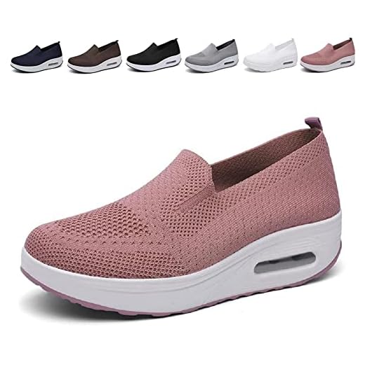 GEOBY Women's Orthopedic Sneakers, Slip-On Light Air Cushion Orthopedic Sneakers, Women Casual Walking Sneaker Orthopedic Arch Diabetes Support 2023 (Pink,7.5)