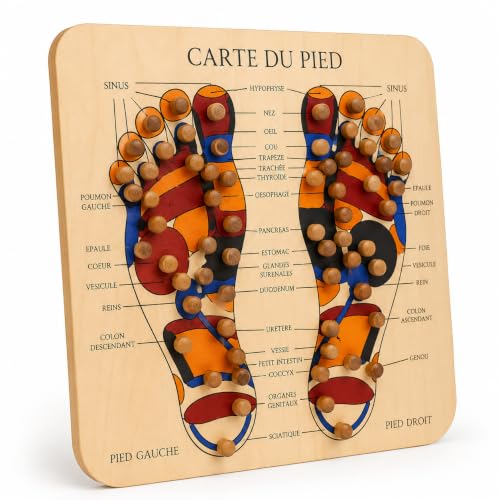 Eurotel - Planche Bois Carte du Pied Massage Réflexologie/Acupression