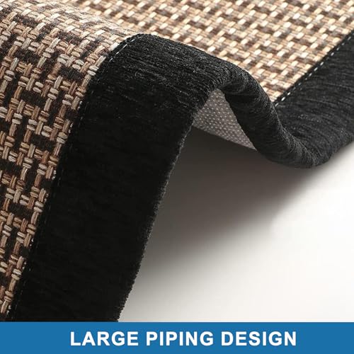 Kitchen Rug, Linen Woven Floor Mats Non Slip Washable, Carpet Runner Rugs for Hallway, Dining Room and Entrance, 50x80cm, Black - Image 5