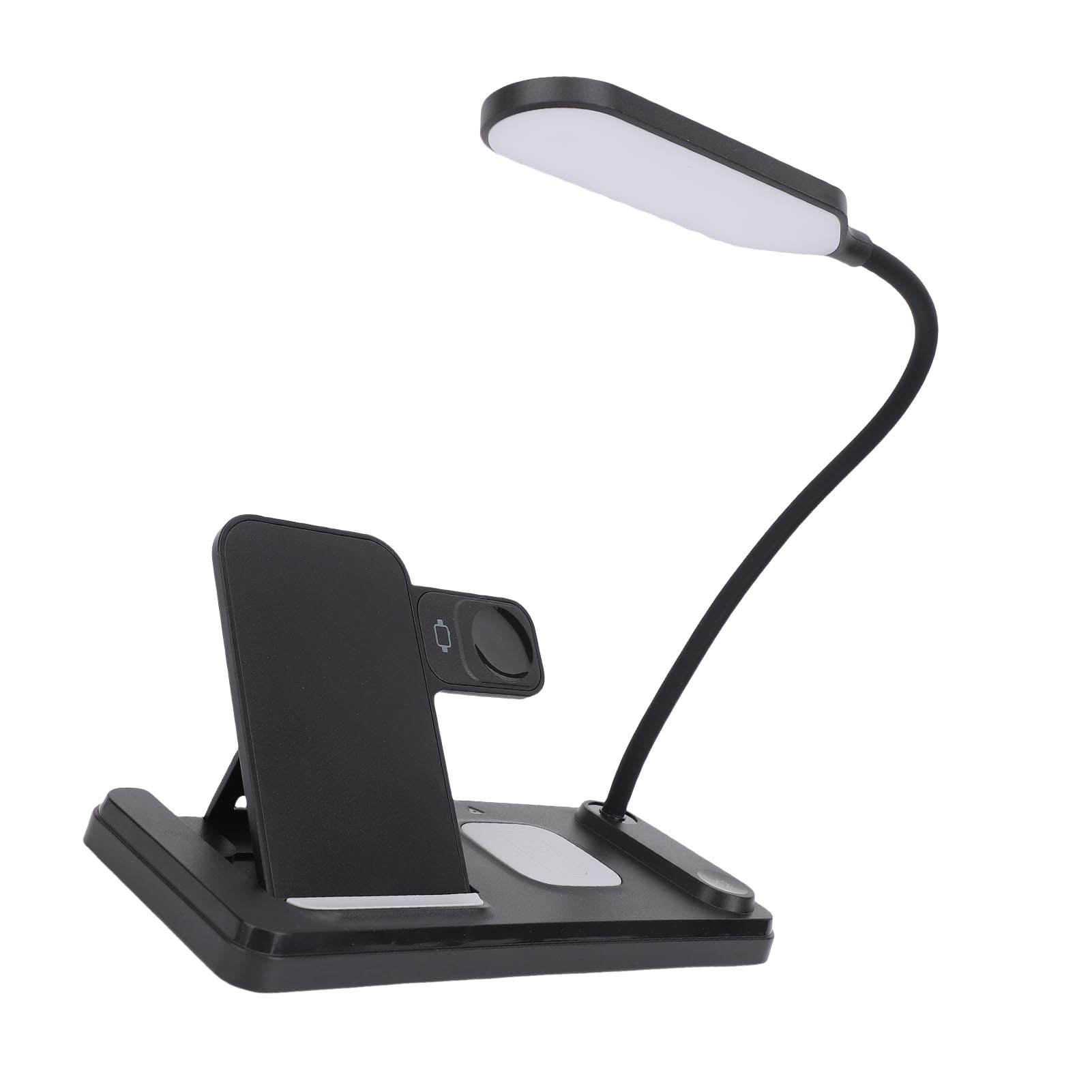 Estación de Carga Inalámbrica 3 en 1, Soporte de Carga con Lámpara de Lectura, Soporte Multifuncional de Cargador de Auriculares para Reloj de Teléfono Rápido de 15 W para Dispositivos