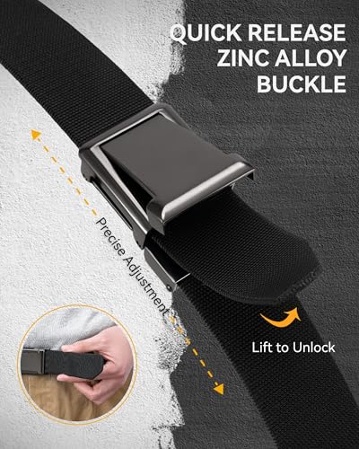 Image of CHAOREN Tactical Belt Men - 1.5 inch Stretch Work Belt with Zin Alloy Buckle | Quick Release Flip Buckle, Heavy Duty for Military EMT EMS Hiking, Stretchy Nylon