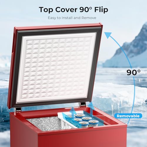 Image of Antarctic Star Chest Freezer 3.2 Cubic Feet Low-Temperature Freezer,14℉ to -40℉ with 2 Removable Baskets, Free Standing Top Open Door Deep Freezer, 7 Level Adjustable Temperature, Red