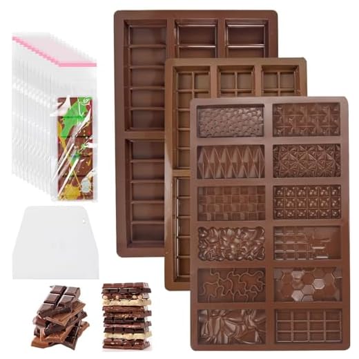 PHPHIXI 3 Stück Schokoladenform Silikon,Silikonform Schokolade mit Schaber und Tasche,Dubai Schokolade Original,Schokoladenform für Nüsse Schokolade Backen