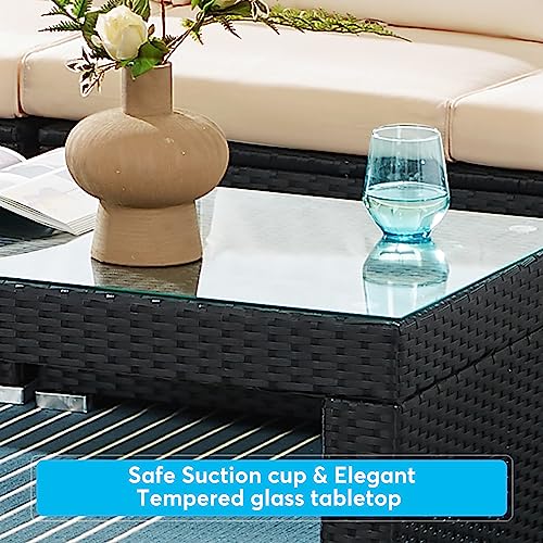 Emkk 6-Piece Outdoor Patio Sectional Sofa Couch, Pe Wicker Furniture Conversation Sets With Washable Cushions & Coffee Table For Garden, Poolside, Backyard, Dark Brown Ajy #TOP5