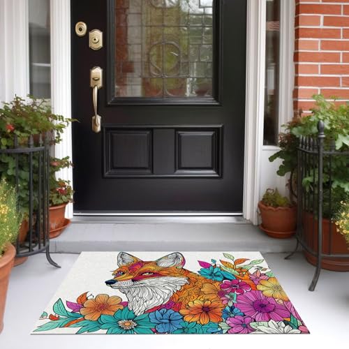 Tapis antidérapant lavable motif renard orange - 5