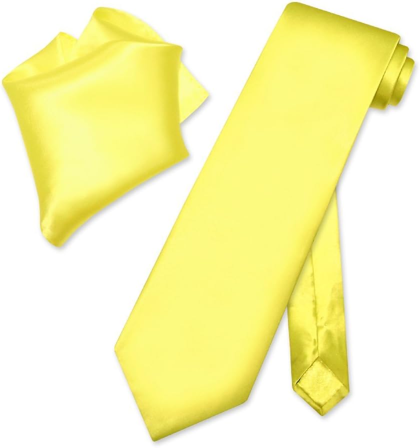Biagio 100% SILK Solid YELLOW Color NeckTie & Handkerchief Men's Neck Tie Set