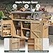LZ LEISURE ZONE Large Outdoor Grill Table, Farmhouse Solid Wood Outdoor Kitchen Island Bar Table with Stainless Steel Top, Rolling Bar Cart with Storage Cabinet for Patio/Kitchen/Grill, Natural