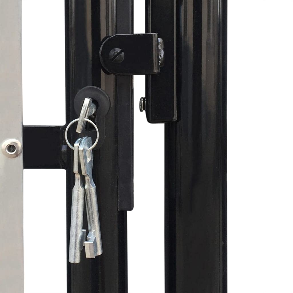 Cancello In Acciaio Nero 100x125 Cm – Porta Per Giardino Con Serratura, Montanti E Cerniere, Antiruggine