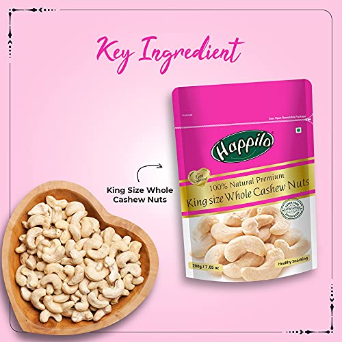 Image of Happilo 100% Premium King Size Whole Cashew Nuts, 200g & Premium Roasted Pumpkin Seeds for Eating 200g, Lightly Salted for Healthy Diet, Immunity Booster and Fiber Rich Superfood