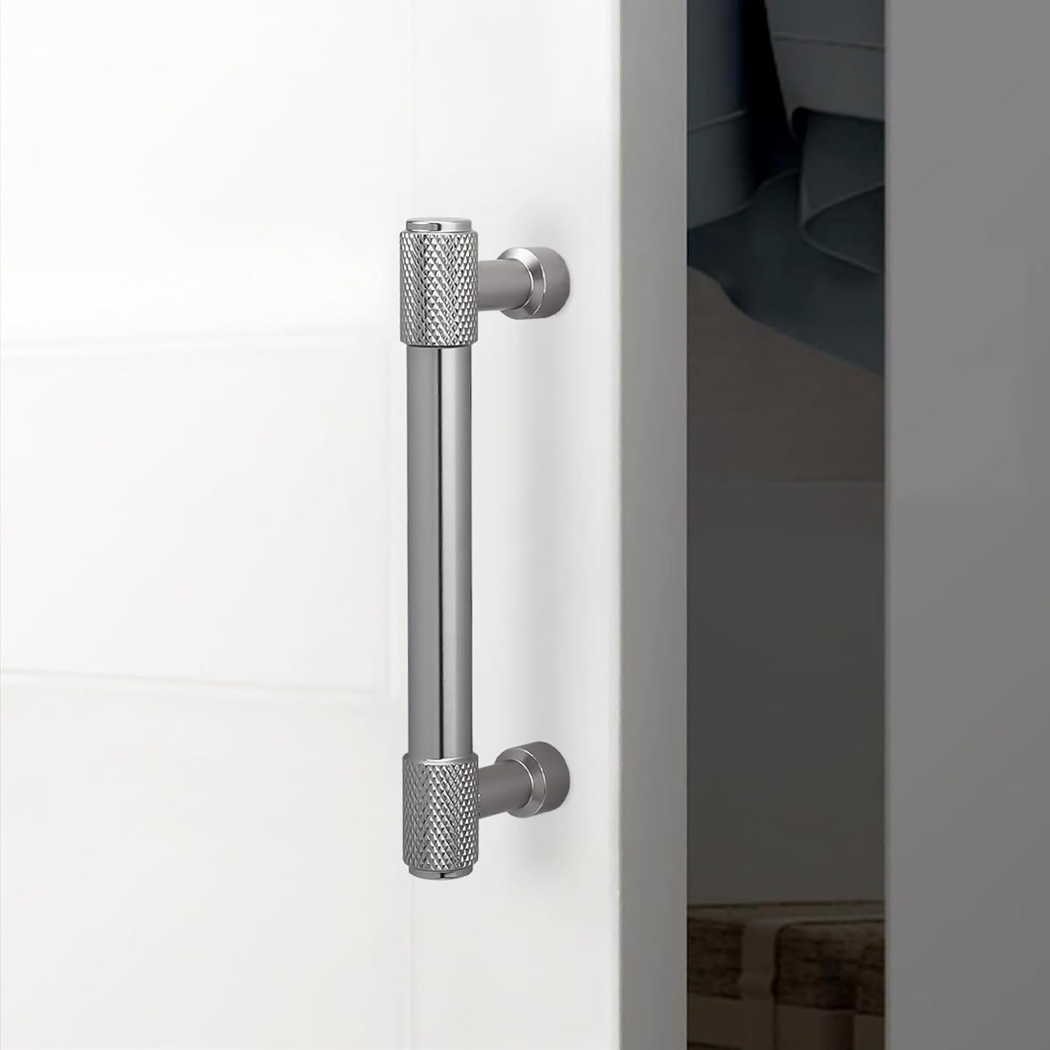 10 Pack 3-3/4 Inch(96mm) Brushed Satin Nickel Kitchen Cabinet Handles Knurled Cabinet Pulls Sliver Drawer Pulls Cabinet Hardware Kitchen Handles Drawer Pulls Dresser Handles