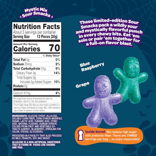 JOYRIDE Halloween Variety Pack -Healthy Halloween Candy, 6-Pack Bundle | Includes three 3.5 oz Boo Zips & three 3.5 oz Mystic Mix Sour Smacks. Limited-edition Halloween gummies with less sugar - image 3