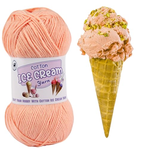 Image of NESTNHAVEN Cotton Ice Cream Yarn - (100g, 250m)- Luxury Yarn for Amigurumi, Embroidery, Toys, Garments, Flowers and Hobby Projects (Light Peach)