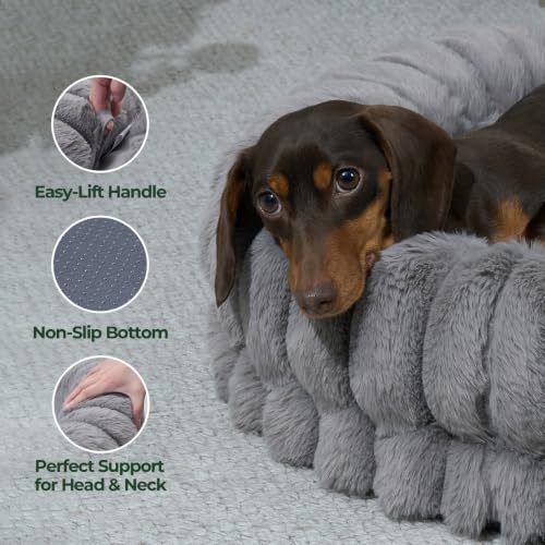 Image of BALANCE Luxury Donut Dog Bed, 24 Inches Round Dog Beds for Small Dogs Washable, Orthopedic Calming Pet Bed for Puppy and Cats with Anti-Slip Bottom (Gray)