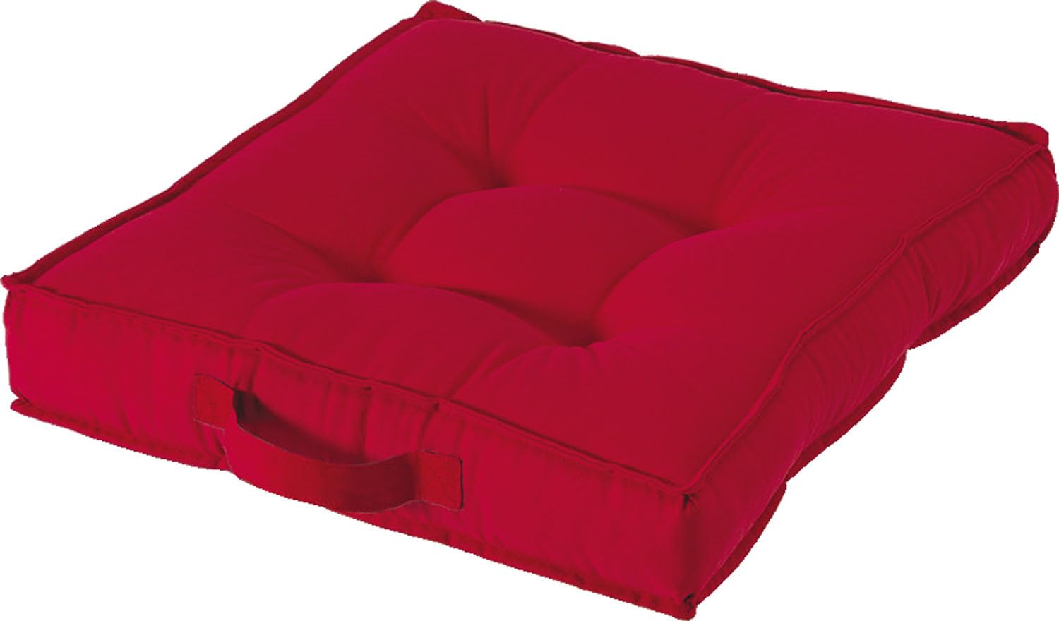 Living Cuscino da Pavimento con Maniglia, Rosso, 50 x 50 x 10 cm