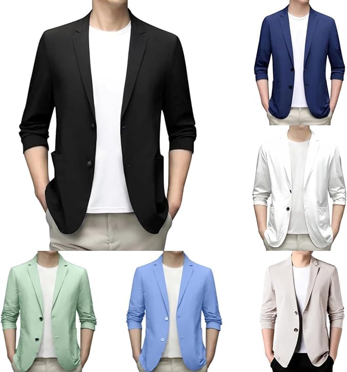 Genérico Chaqueta de traje para hombre, americana deportiva, bléiser para tiempo libre, para trabajo, corte normal, de un botón